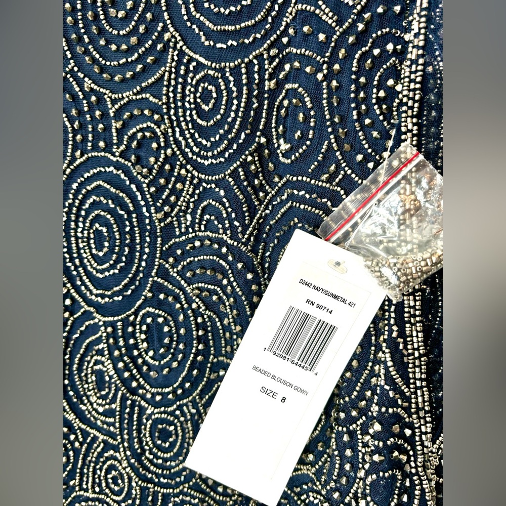 NWT Pisarro Nights Beaded Embellished Blouson Gown 8, 24W - Picture 7 of 8